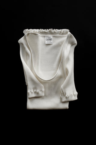 WOOL & SILK RIB SHORT SLEEVE TOP