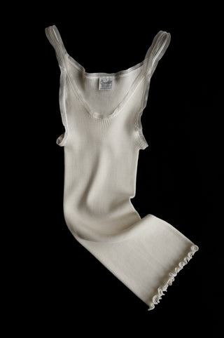 WOOL & SILK TOP WITH MESH TRIM