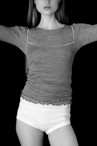 WOOL & SILK FINE RIB TOP